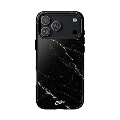 Nexora Black Marble Tough Phone Case — Slim Protective iPhone Cover