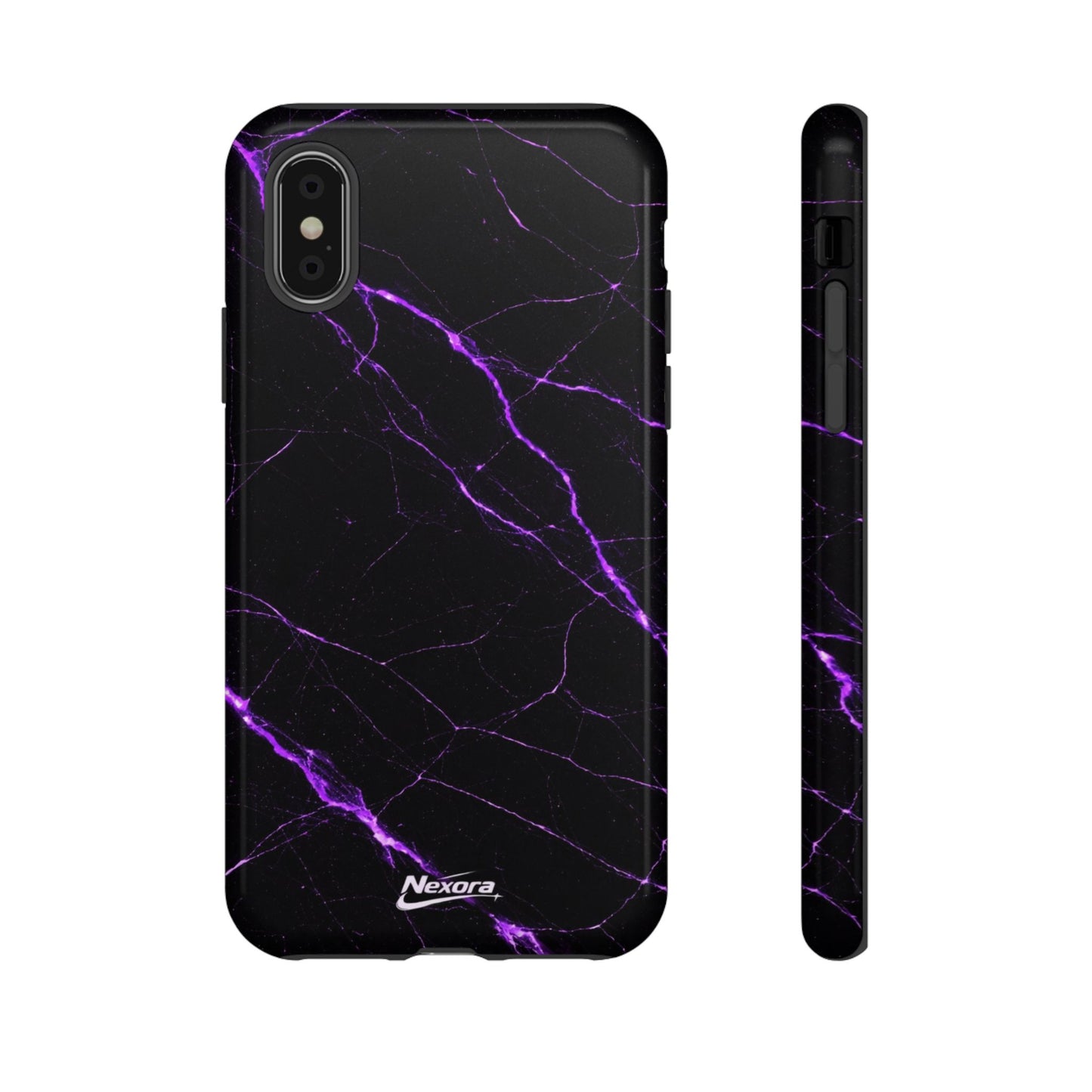 Nexora Purple Lightning Marble Phone Case — Tough Protective Phone Case