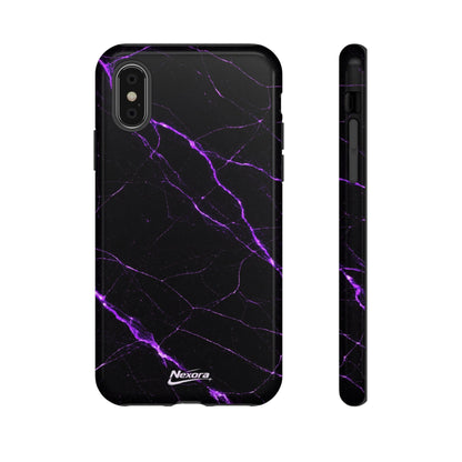 Nexora Purple Lightning Marble Phone Case — Tough Protective Phone Case