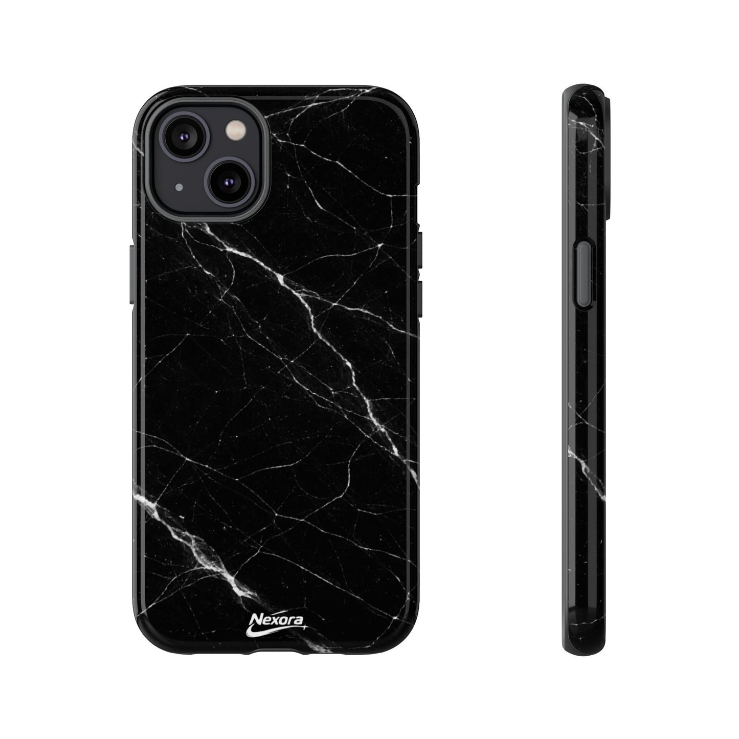Nexora Black Marble Tough Phone Case — Slim Protective iPhone Cover