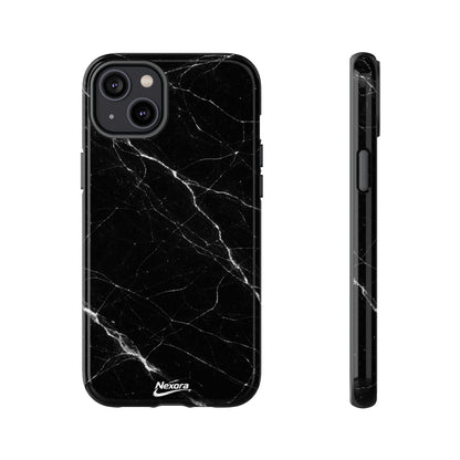 Nexora Black Marble Tough Phone Case — Slim Protective iPhone Cover