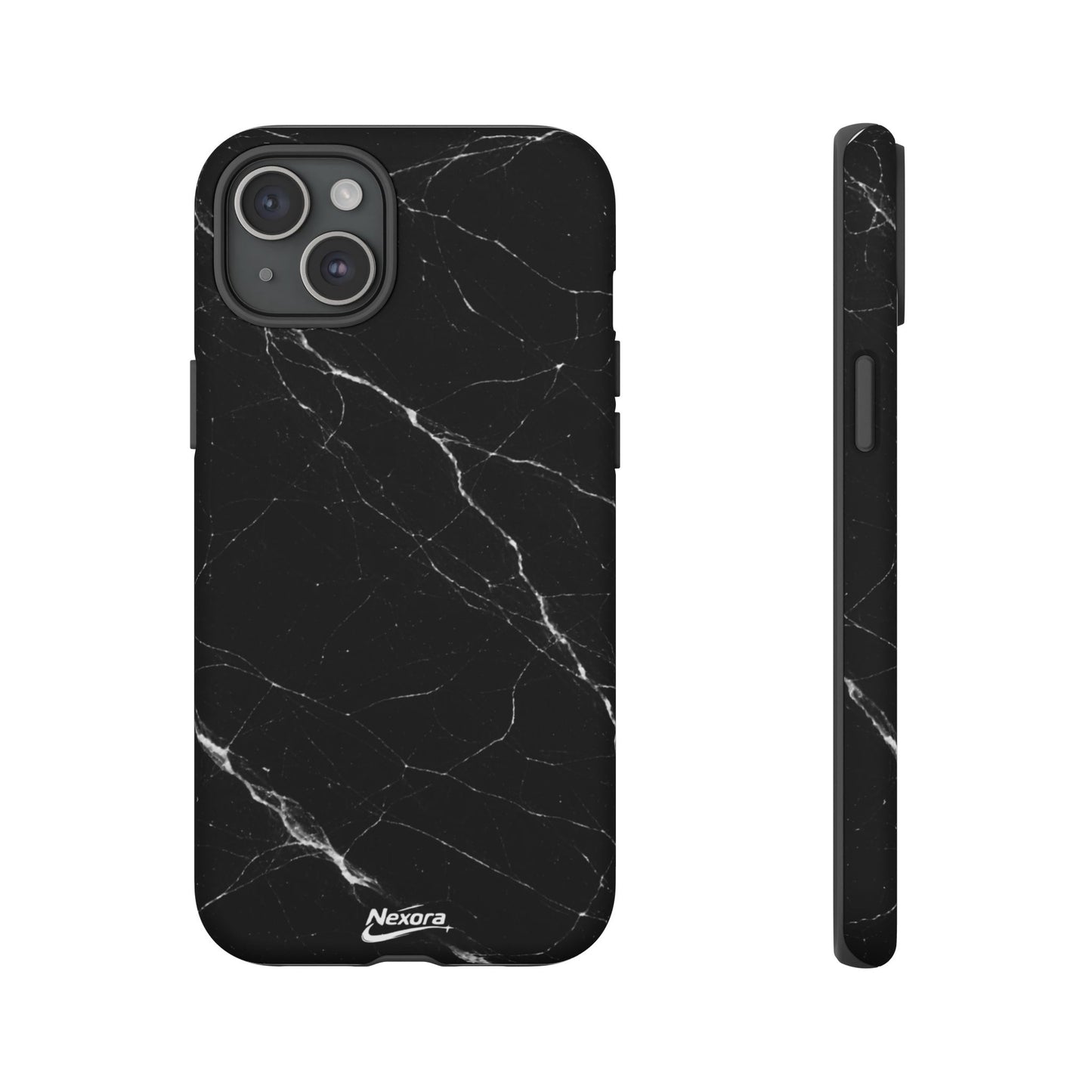 Nexora Black Marble Tough Phone Case — Slim Protective iPhone Cover