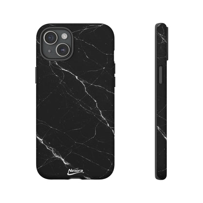 Nexora Black Marble Tough Phone Case — Slim Protective iPhone Cover
