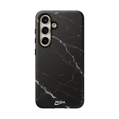 Nexora Black Marble Phone Case — Sleek Tough Protective Case with White Veining