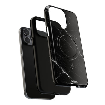 Nexora Magnetic Tough Phone Case - Black Marble Protective Cover
