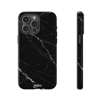 Nexora Black Marble Tough Phone Case — Slim Protective iPhone Cover