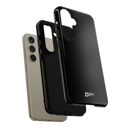 Nexora Black Tough Phone Case – Protective Slim Armor with Logo