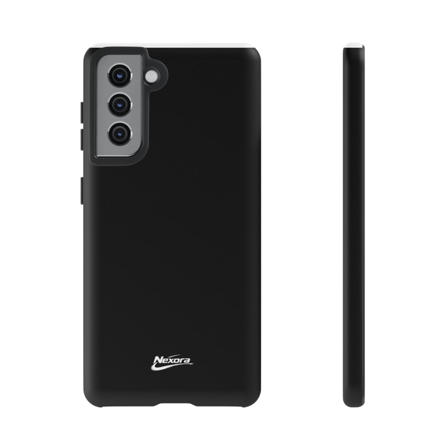 Nexora Black Tough Phone Case – Protective Slim Armor with Logo