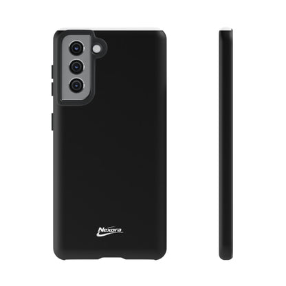 Nexora Black Tough Phone Case – Protective Slim Armor with Logo