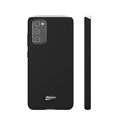 Nexora Black Tough Phone Case – Protective Slim Armor with Logo
