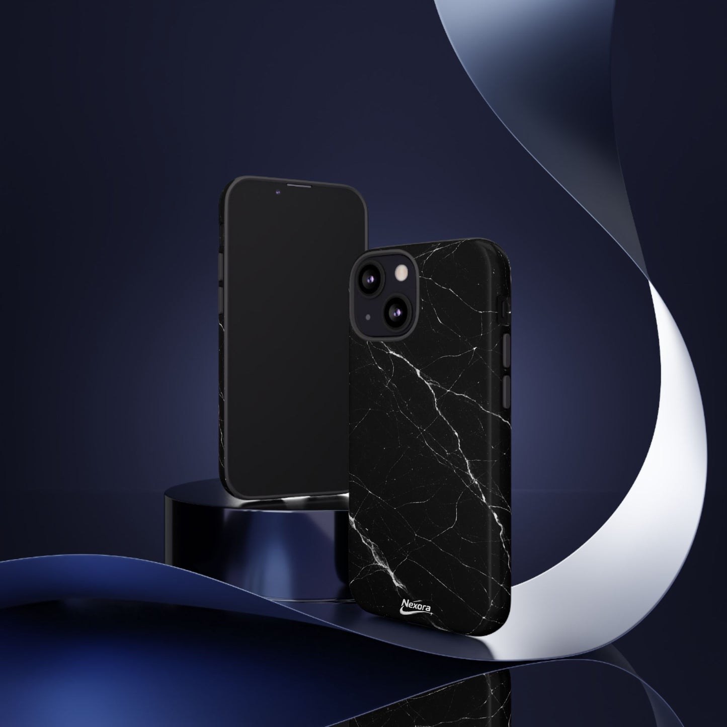 Nexora Black Marble Tough Phone Case — Slim Protective iPhone Cover