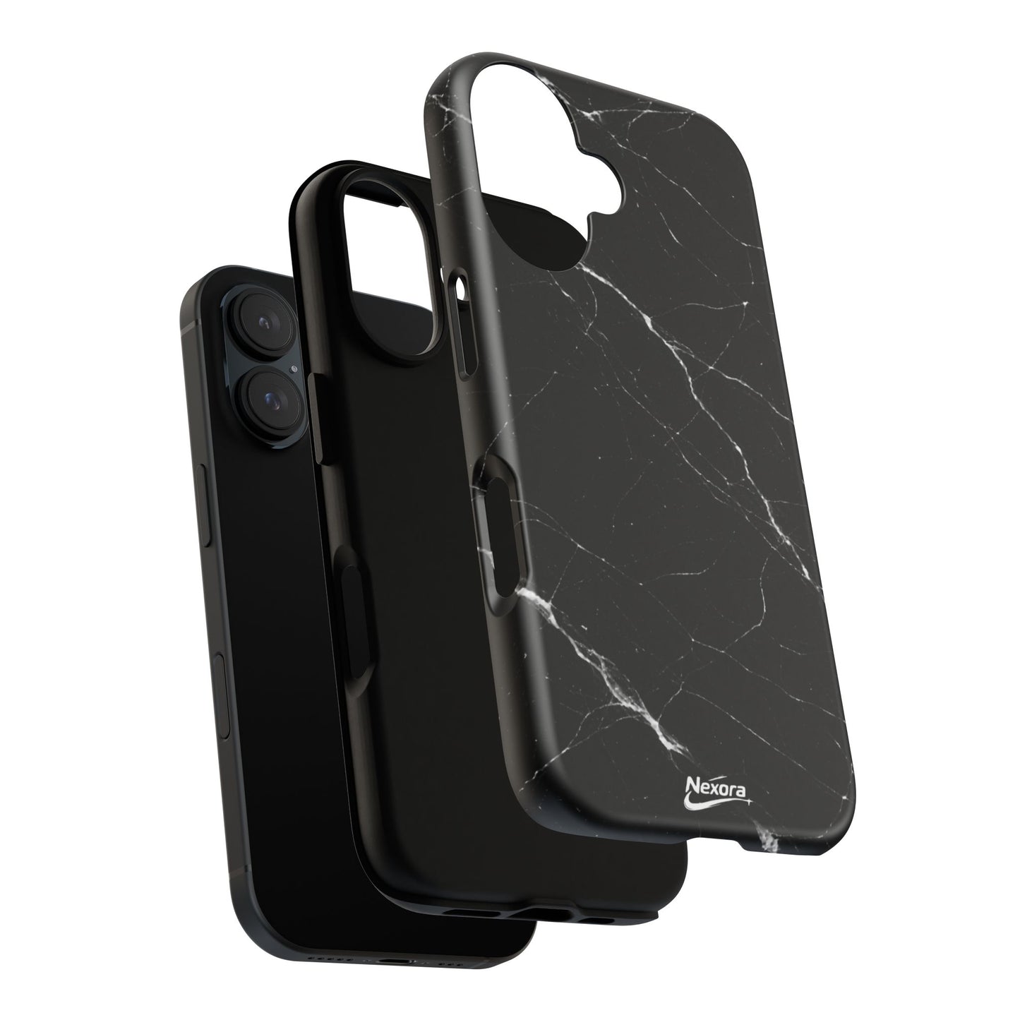Nexora Black Marble Tough Phone Case — Slim Protective iPhone Cover