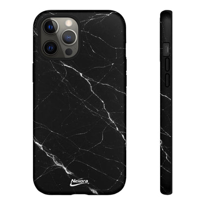 Nexora Black Marble Tough Phone Case — Slim Protective iPhone Cover