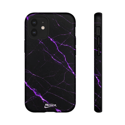 Nexora Purple Lightning Marble Phone Case — Tough Protective Phone Case