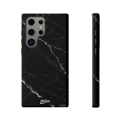Nexora Black Marble Phone Case — Sleek Tough Protective Case with White Veining
