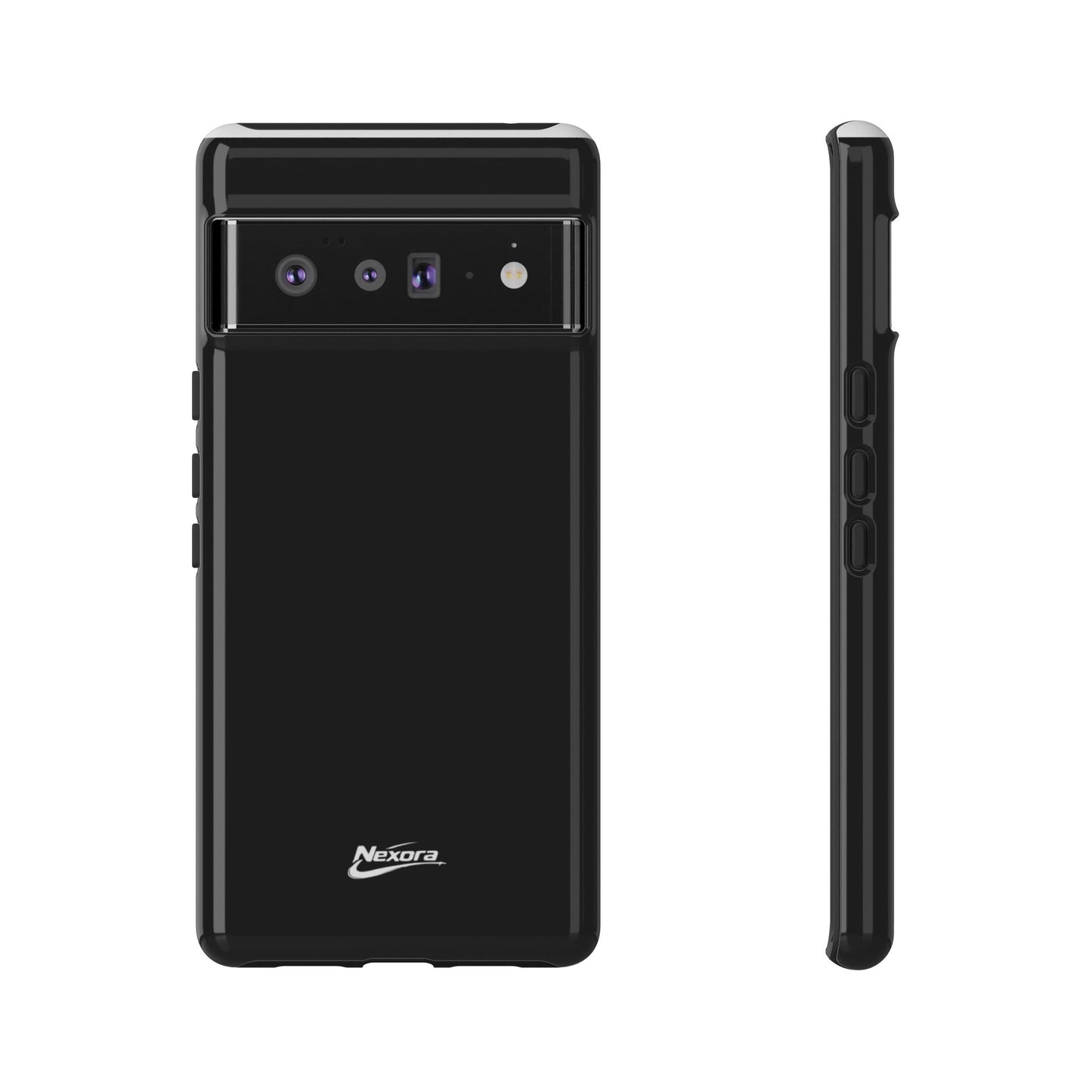 Nexora Black Tough Phone Case – Protective Slim Armor with Logo