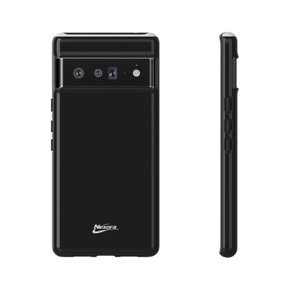 Nexora Black Tough Phone Case – Protective Slim Armor with Logo