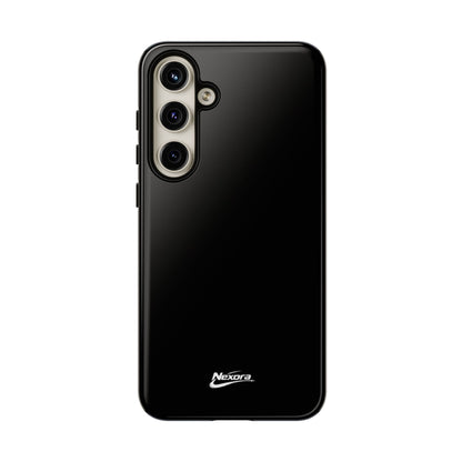 Nexora Black Tough Phone Case – Protective Slim Armor with Logo