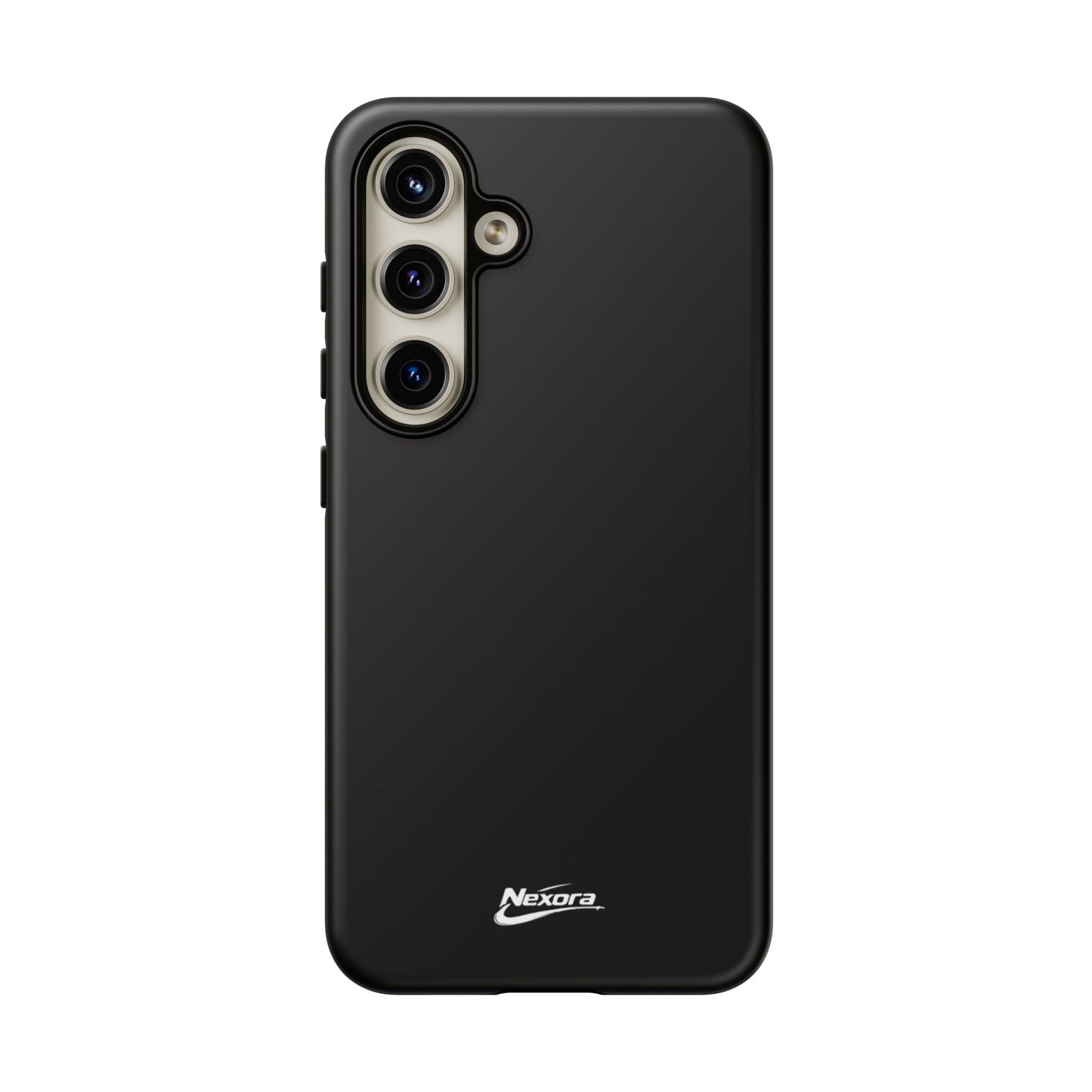 Nexora Black Tough Phone Case – Protective Slim Armor with Logo