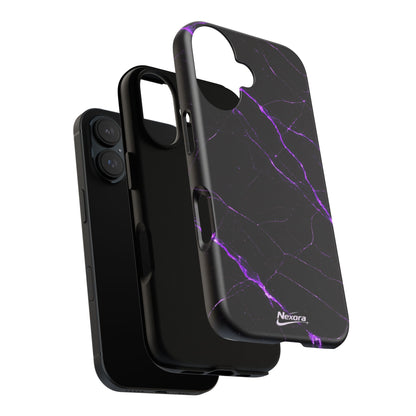 Nexora Purple Lightning Marble Phone Case — Tough Protective Phone Case