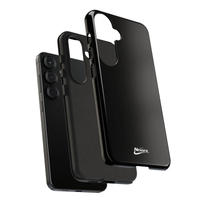 Nexora Black Tough Phone Case – Protective Slim Armor with Logo
