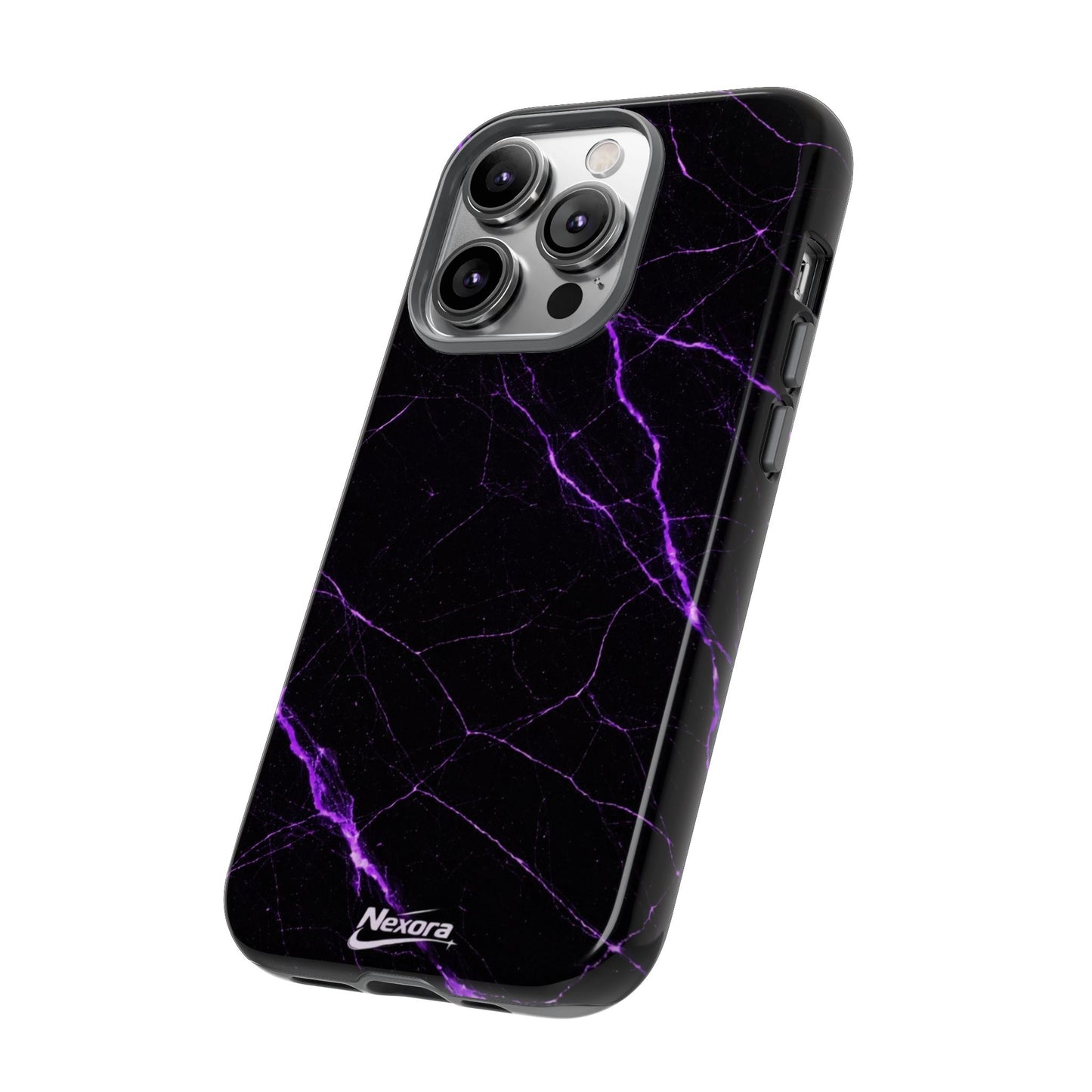 Nexora Purple Lightning Marble Phone Case — Tough Protective Phone Case