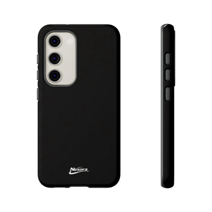 Nexora Black Tough Phone Case – Protective Slim Armor with Logo