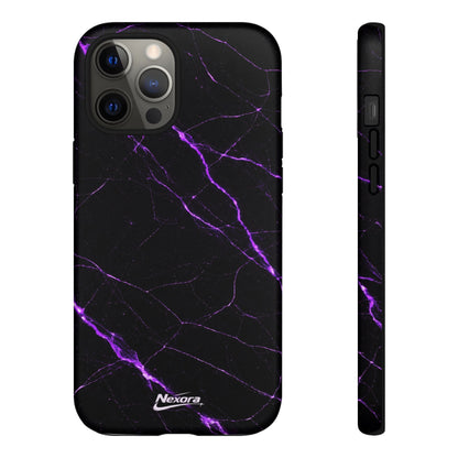 Nexora Purple Lightning Marble Phone Case — Tough Protective Phone Case