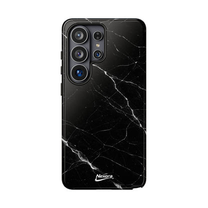 Nexora Black Marble Phone Case — Sleek Tough Protective Case with White Veining