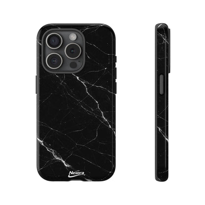 Nexora Black Marble Tough Phone Case — Slim Protective iPhone Cover