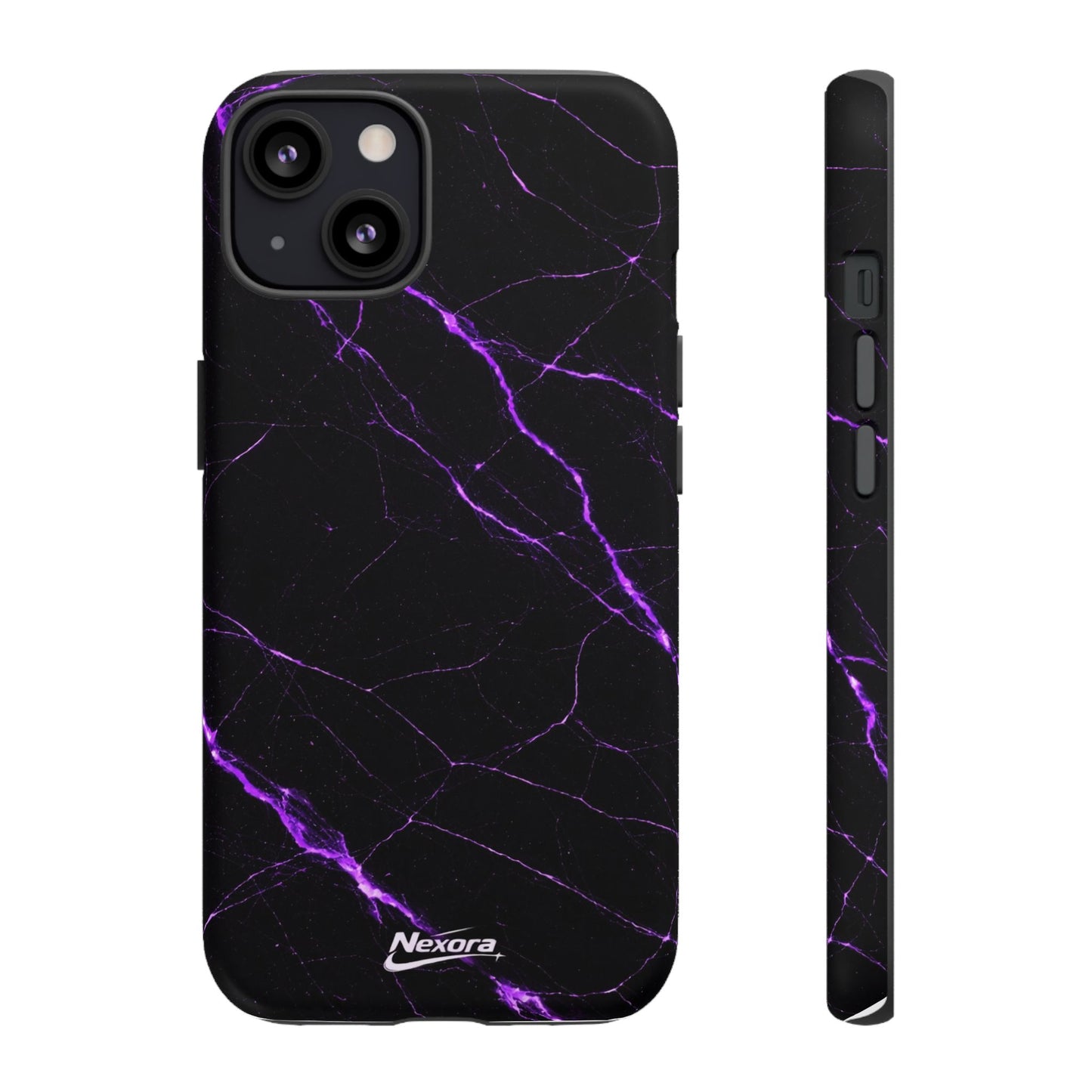 Nexora Purple Lightning Marble Phone Case — Tough Protective Phone Case