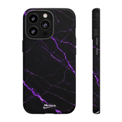 Nexora Purple Lightning Marble Phone Case — Tough Protective Phone Case