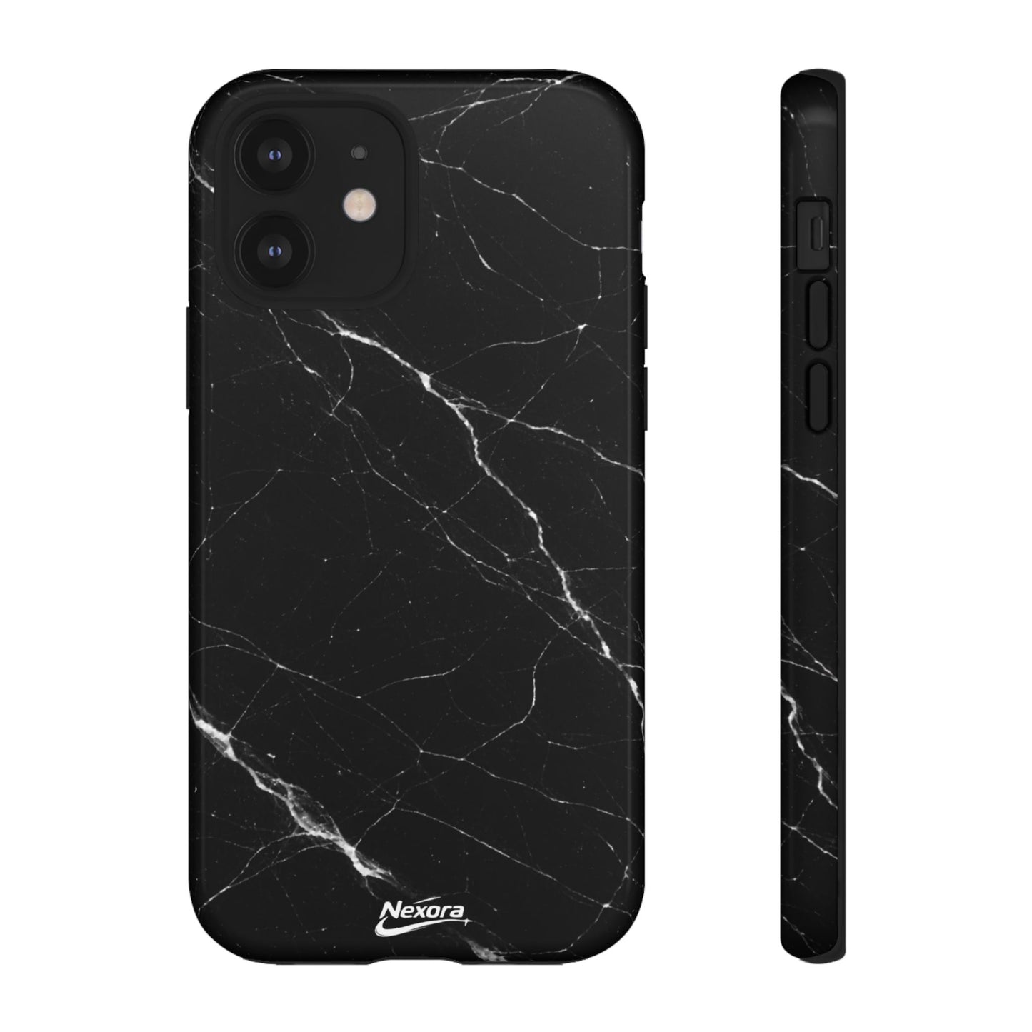 Nexora Black Marble Tough Phone Case — Slim Protective iPhone Cover