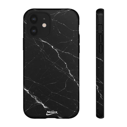 Nexora Black Marble Tough Phone Case — Slim Protective iPhone Cover