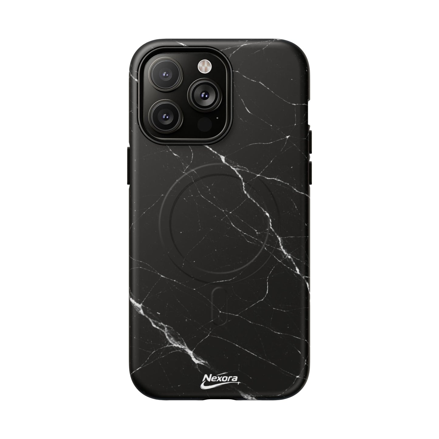 Nexora Magnetic Tough Phone Case - Black Marble Protective Cover