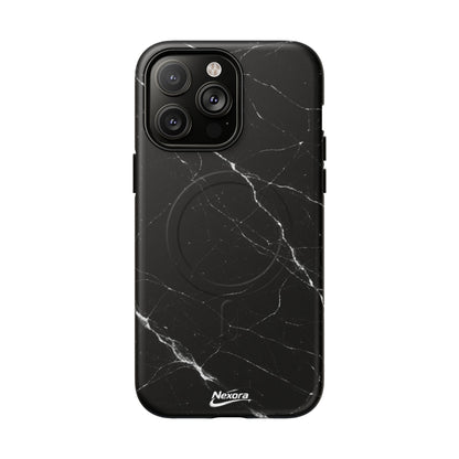 Nexora Magnetic Tough Phone Case - Black Marble Protective Cover