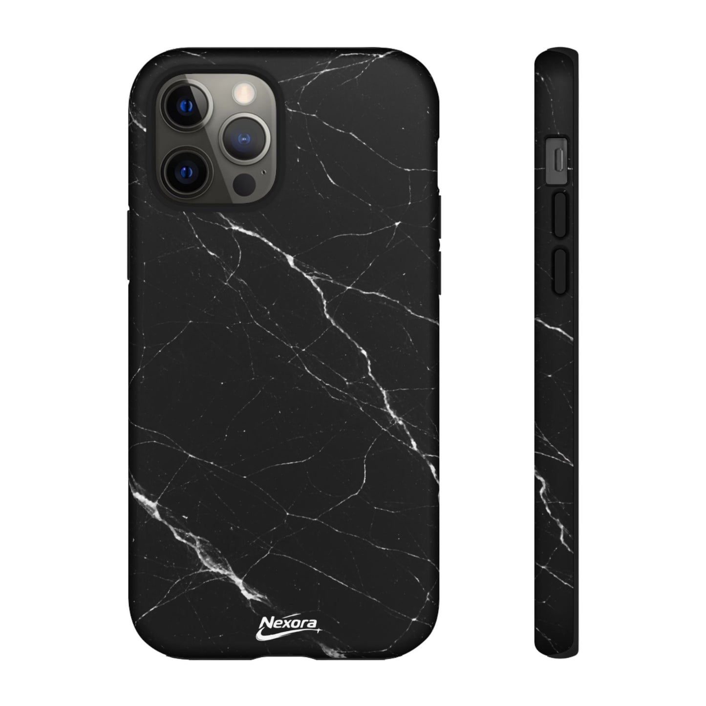Nexora Black Marble Tough Phone Case — Slim Protective iPhone Cover