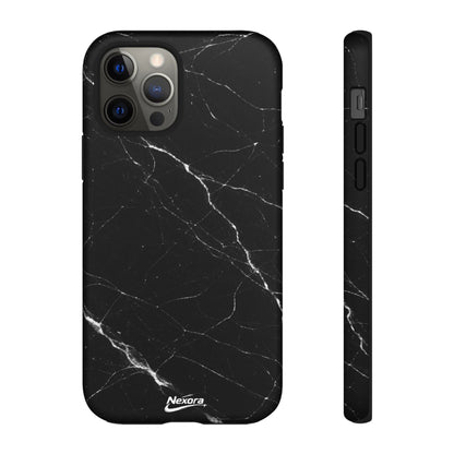Nexora Black Marble Tough Phone Case — Slim Protective iPhone Cover