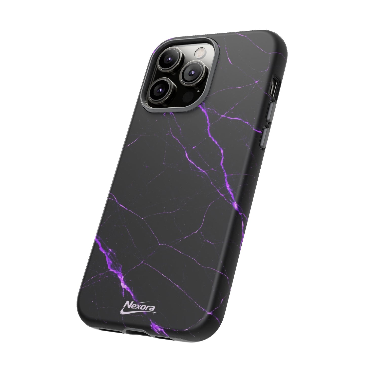 Nexora Purple Lightning Marble Phone Case — Tough Protective Phone Case
