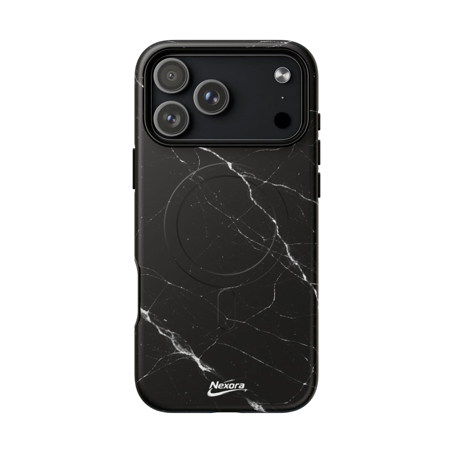 Nexora Magnetic Tough Phone Case - Black Marble Protective Cover