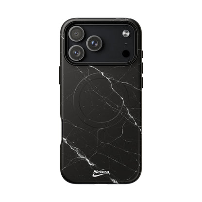 Nexora Magnetic Tough Phone Case - Black Marble Protective Cover
