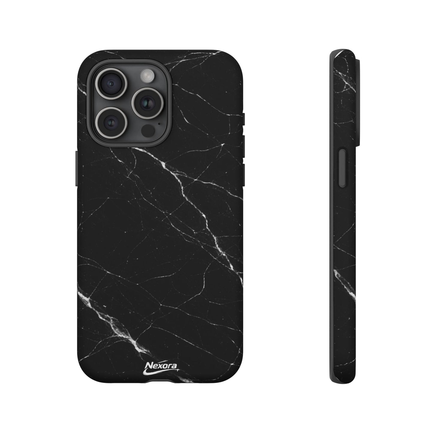 Nexora Black Marble Tough Phone Case — Slim Protective iPhone Cover