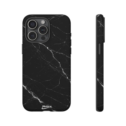 Nexora Black Marble Tough Phone Case — Slim Protective iPhone Cover