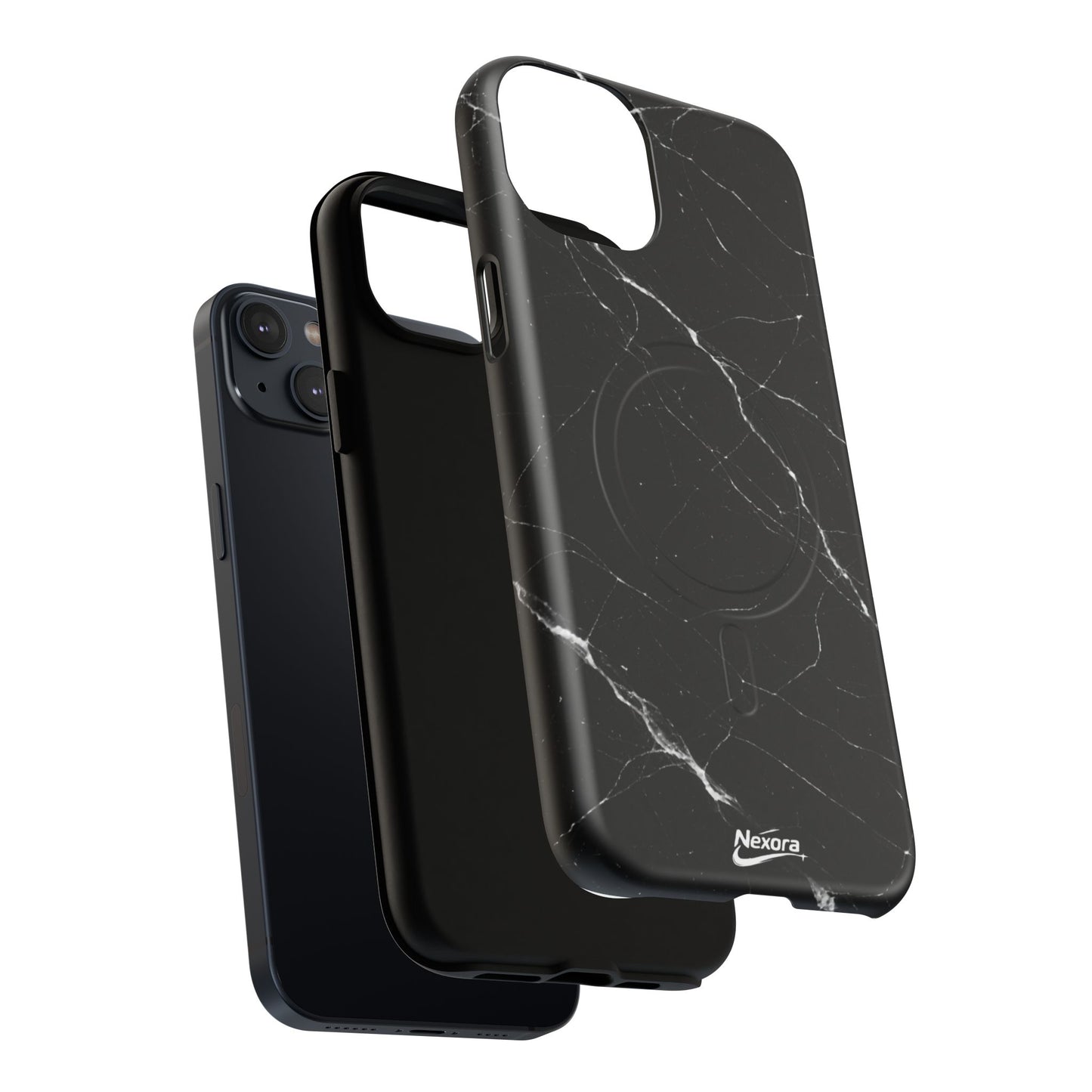 Nexora Magnetic Tough Phone Case - Black Marble Protective Cover