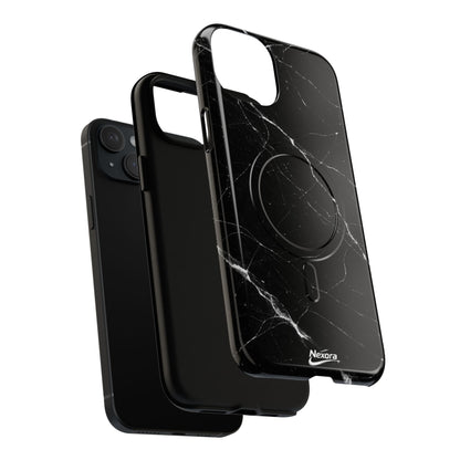 Nexora Magnetic Tough Phone Case - Black Marble Protective Cover
