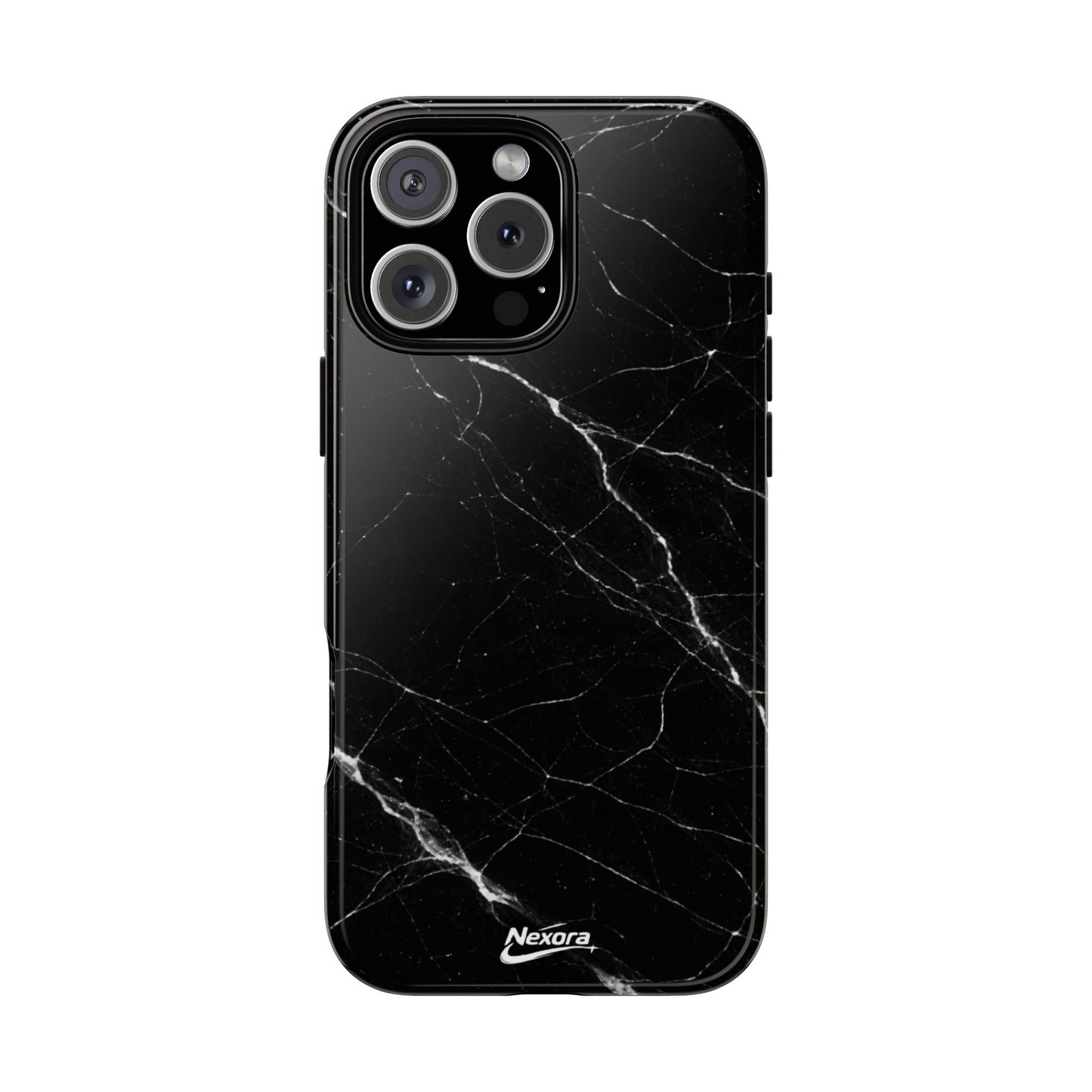 Nexora Black Marble Tough Phone Case — Slim Protective iPhone Cover