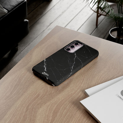 Nexora Black Marble Phone Case — Sleek Tough Protective Case with White Veining