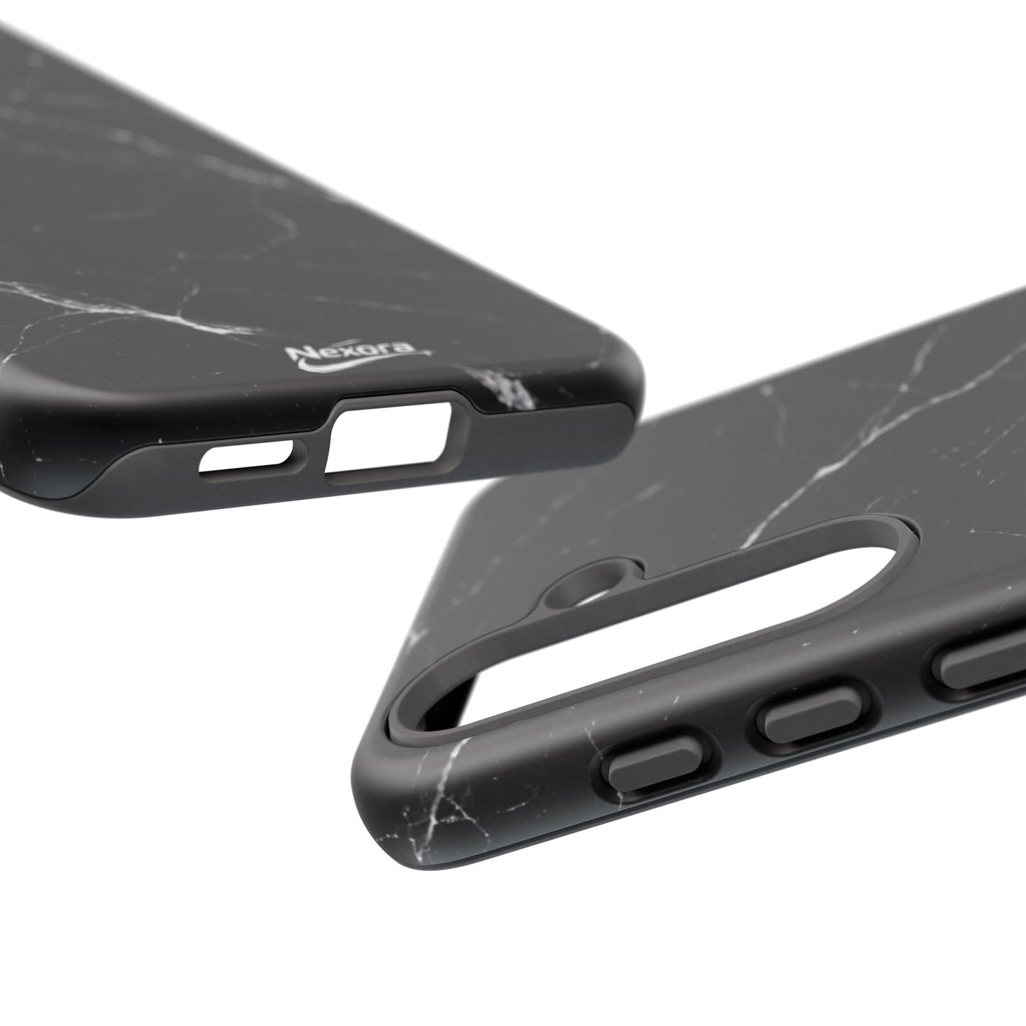 Nexora Black Marble Phone Case — Sleek Tough Protective Case with White Veining