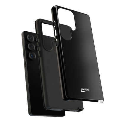 Nexora Black Tough Phone Case – Protective Slim Armor with Logo