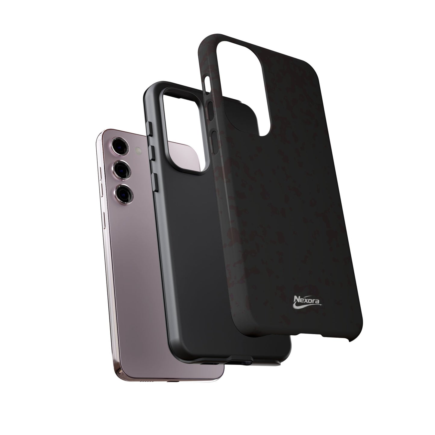 Nexora Black Tough Phone Case – Protective Slim Armor with Logo